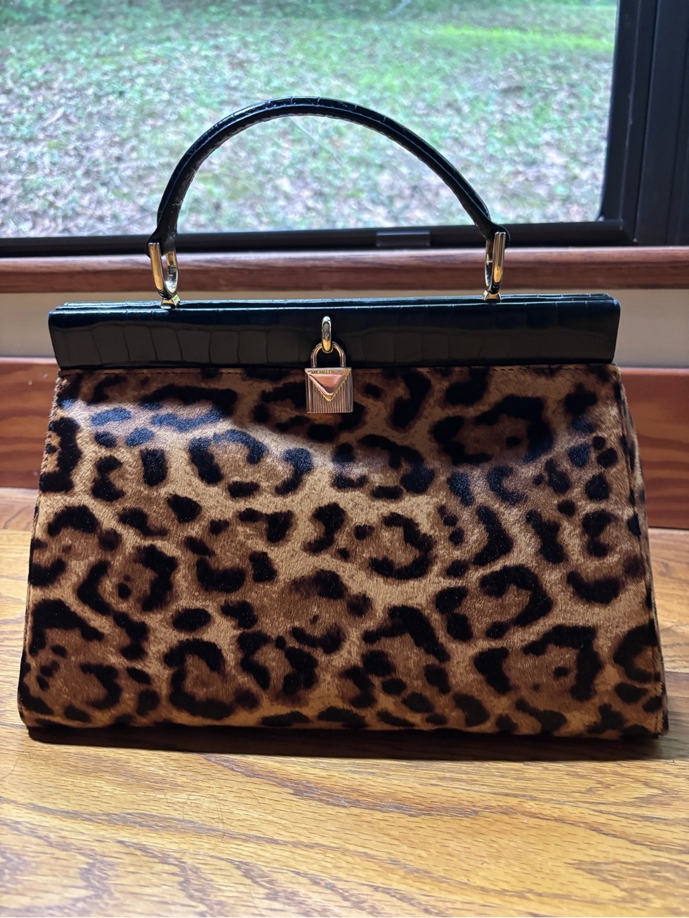 Michael Kors Rare Leopard Print Structured Satchel Bag